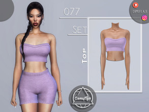 Sims 4 — SET 077 - Top by Camuflaje — Fashion casual/sporty set that includes a top & shorts / Inspo - Princess Polly