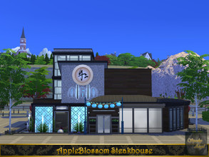 Sims 4 — Appleblossom Steakhouse by SpookyAngel — This restaurant was built in Windenburg. Potted palm plants were set