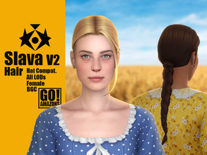 Sims 4 — Slava Hair V2 by GoAmazons — >Base game compatible female hairstyle >Hat compatible >From Teen to Elder
