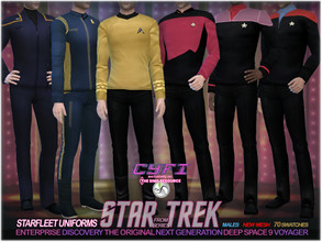 Sims 4 — CyFi - Star Trek Men's Starfleet Uniforms by BAkalia — Hello :) The famous Star Trek Starfleet Uniforms