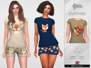Sims 4 — PJ Fox Shirt 01 for Female by remaron — Fox Pajamas for YA Female in The Sims 4 ReMaron_F_FoxPJShirt01 -06