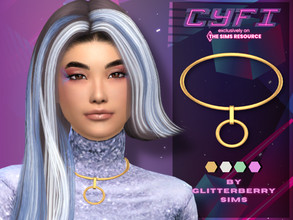 Sims 4 — Cyfi Sibyl Necklace by Glitterberryfly — A gorgeous choker inspired necklace with large hoops. For the cyfi