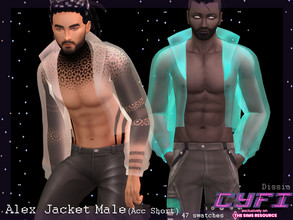Sims 4 — CyFi - Alex Jacket Male Accessory (Short) by Dissia — Short transparent jacket as an accessory in many colors!