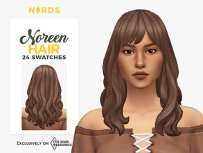Sims 4 — Noreen Hair - Seasons Needed by Nords — Dag dag!! Here is a beautiful long wavy hair with a side fringe, it's