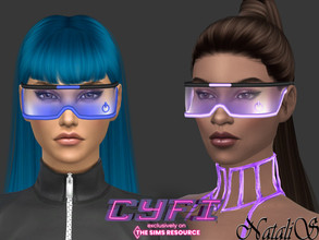Sims 4 — CyFi Futuristic LED glasses by Natalis — CyFi Futuristic LED glasses. 5 recolor options. Female- male teen-