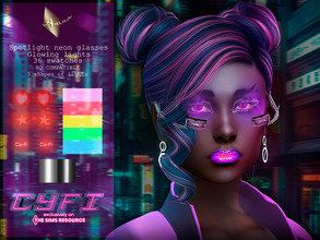 Sims 4 — CyFi - Neon Spotlight glasses  by AurumMusik — New neon glowing glasses in cyberpunk style for males and females