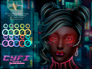 Sims 4 — CyFi - Pi-number Earrings by AurumMusik — New neon glowing earrings in cyberpunk style for males and females in