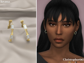 Sims 4 — Teyana Earrings by christopher0672 — This is a fab pair of thick hoop earrings studded with big baguette cut