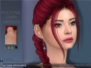 Sims 4 — Industrial Chain Earrings by PlayersWonderland — A stylish, one sided pair of an industrial piercing with a