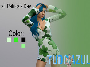 Sims 4 — Jumpsuit st. patrick's day by tudo_azul — 4 colors available. prohibited to re-post recolors only with