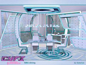 Sims 4 — CyFi. Nirs Dining by soloriya — A set of furniture for sci-fi dining rooms. Has 4 color variations, includes 11