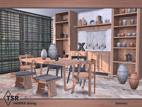 Sims 4 — Harper Dining by soloriya — A set of furniture for dining rooms. Includes 10 objects: --two cabinets, --dining