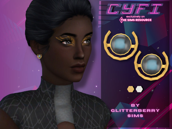 Sims 4 — Cyfi Astra Earrings by Glitterberryfly — For the cyfi collab, a futuristic earrings that come in multiple
