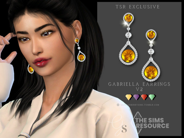 Sims 4 — Gabriella Earrings V2 by Glitterberryfly — Version 2 of the Gabriella Earrings. Statement earrings that come in