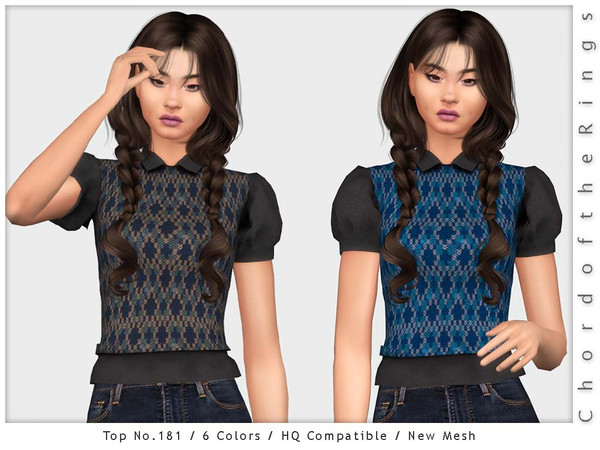 Sims 4 — ChordoftheRings Top No.181 by ChordoftheRings — ChordoftheRings Top No.181 - 6 Colors - New Mesh (All LODs) -