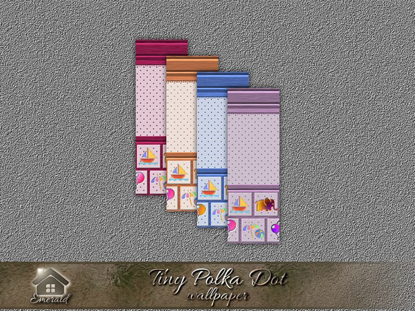 Sims 4 — tnpolkad_wll3 by Emerald — Give your room a unique transformation with color and stylish polka dots wallpaper.