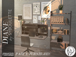 Sims 4 — Patreon Early Release - Diane set - Part 1: Furnitures by Syboubou — This is a set to make an office area with a