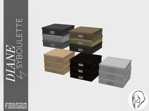 Sims 4 — Diane - Boxes (V1) by Syboubou — Desk clutter with piled boxes.
