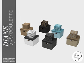 Sims 4 — Diane - Boxes (V3) by Syboubou — Desk clutter with small decor boxes.