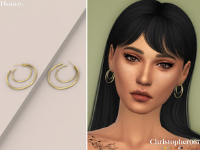Sims 4 — Hunny Earrings by christopher0672 — This is a super simple set of big double hoop earrings. 8 Colors New Mesh by