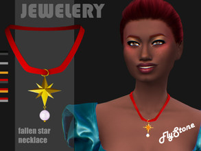 Sims 4 — Fallen star necklace by FlyStone — Fallen star necklace with ribbon and pearl 6 color options Base game