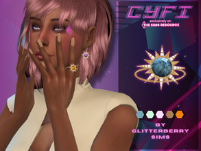 Sims 4 — Cyfi- Space Ring by Glitterberryfly — For the cyfi collab, a star ring with a 'planet' in the middle. 