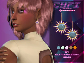 Sims 4 — Cyfi- Space Earrings by Glitterberryfly — For the cyfi collab, a star earring with a 'planet' in the middle