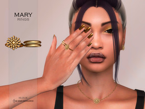 Sims 4 — Mary Rings by Suzue — * New Mesh (Suzue) * 6 Swatches * For Female (Teen to Elder) * Ring (Right Hand) Category
