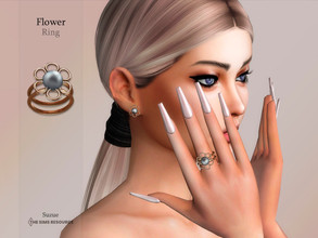 Sims 4 — Flower Ring by Suzue — * New Mesh (Suzue) * 6 Swatches * For Female (Teen to Elder) * Ring (Right Hand) Category