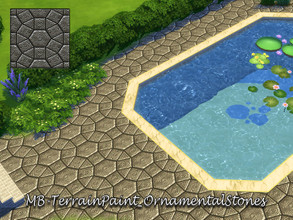 Sims 4 — MB-TerrainPaint_OrnamentalStones by matomibotaki — Rough stone paving with expressive ornaments, comes with