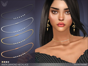 Sims 4 — Anita Diamond Necklace by feyona — A delicate necklace with accent diamonds comes in 4 colors of metal: yellow