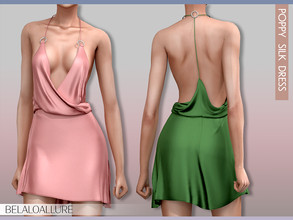 Sims 4 — Belaloallure_Poppy silk dress (patreon) by belal19972 — Simple draped mini silk dress for your sims,enjoy :) 