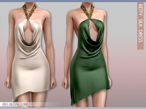 Sims 4 — [Patreon] Belaloallure_Betty silk dress by belal19972 — Simple silk mini dress with gold chain , enjoy :) 