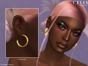 Sims 4 — CELIA | earrings by Plumbobs_n_Fries — Large Hoop Earrings New Mesh HQ Texture Female | Teen - Elders 5 Swatches