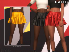 Sims 4 — EMILIA | skirt by Plumbobs_n_Fries — Leather Mini Skirt New Mesh HQ Texture Female | Teen - Elders Hot Weather