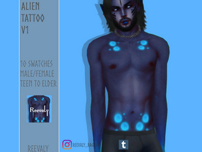 Sims 4 — Alien Tattoo V1 by Reevaly — 10 Swatches. Teen to Elder. Male and Female. Base Game compatible. Please do not