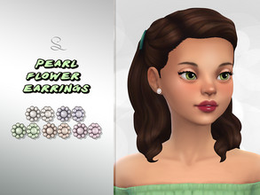 Sims 4 — Pearl Flower Earrings by simlasya — All LODs New mesh 5 swatches Teen to elder Custom thumbnail In the earrings