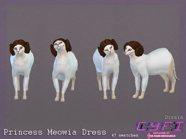 Sims 4 — CyFi - Princess Meowia Dress by Dissia — Part of cute costume inspired by Star Wars Princess Leia :) Available