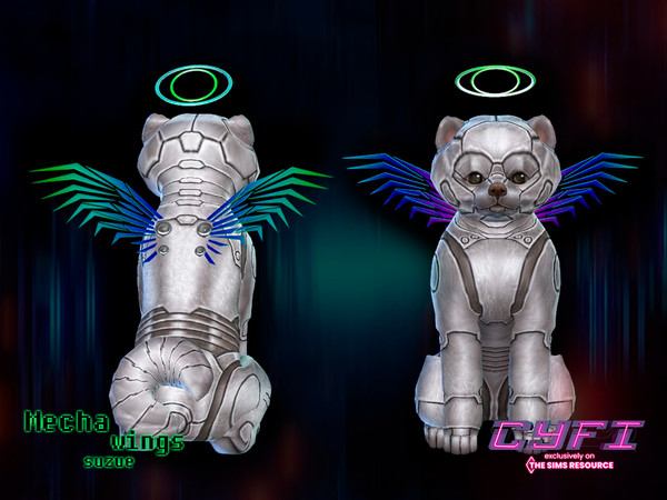 Sims 4 — CyFi Mecha Wings Small Dogs by Suzue — -New Mesh (Suzue) -7 Swatches -Costumes Category
