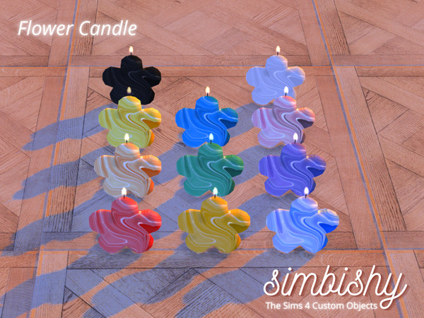 Sims 4 — Colourful Flower Candle by simbishy — A marbled standing flower with a little flame on top. 11 Swatches.