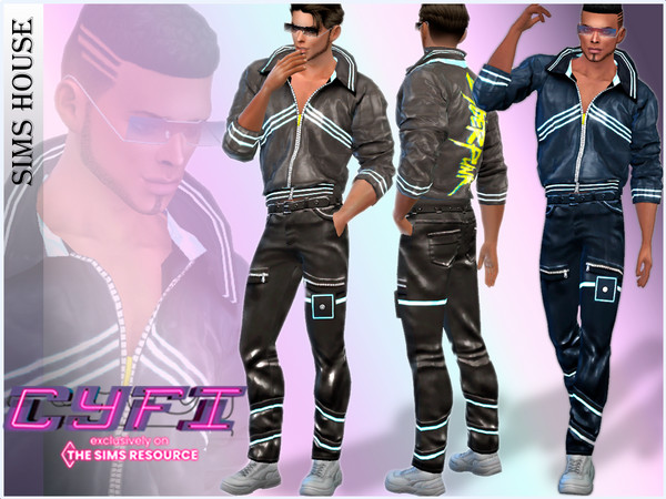 Sims 4 — Men's cyberpunk pants by Sims_House — Men's cyberpunk pants 6 options. Men's cyberpunk pants for The Sims 4