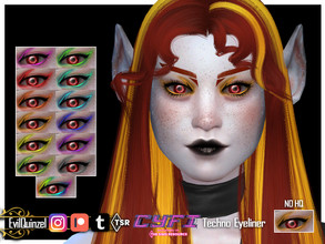 Sims 4 — CyFi - Techno Eyeliner by EvilQuinzel — Neon eyeliners in 13 shades for a futuristic look - Eyeliner category; -