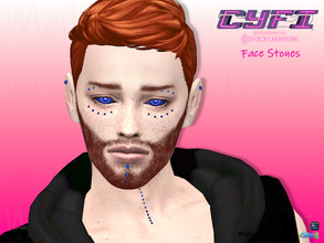 Sims 4 — CyFi - Face Stones (Male) by MahoCreations — Glowing face stones for your sims in the future. basegame 3d mesh