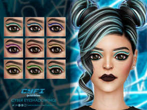 Sims 4 — Cy-fi Cyber Eyeshadow by Caroll912 — A 18-swatch Maxis Match cut crease eyeshadow in neon rainbow colours. The