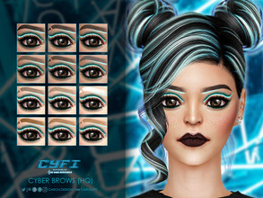 Sims 4 — CyFi Cyber Brows by Caroll912 — A 24-swatch brow set in different tones of black, grey, white, blonde, brown and