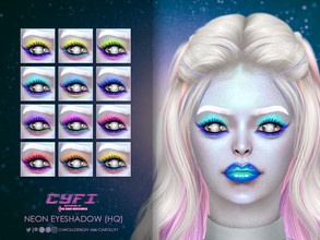 Sims 4 — CyFi Neon Eyeshadow by Caroll912 — A 12-swatch intense glitter eyeshadow in neon colours. Eyeshadow is suited