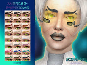 Sims 4 — CyFi Ambrose Eyebrows by MSQSIMS — These Futuristic Eyebrows are available in 24 EA colors. They are suitable