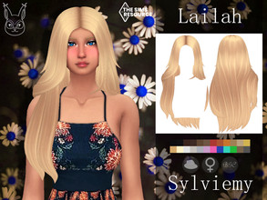 Sims 4 — Lailah Hairstyle by Sylviemy — Long Straight Hair New Mesh Maxis Match All Lods Base Game Compatible Hat