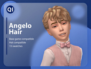 Sims 4 — Angelo Hair by qicc — A short curly hairstyle. - Maxis Match - Base game compatible - Hat compatible - Child -