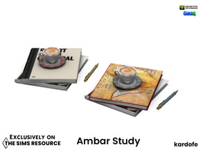 Sims 4 — kardofe_Ambar Study_Books and mugs by kardofe — Group of two books with a cup of coffee on them, decorative